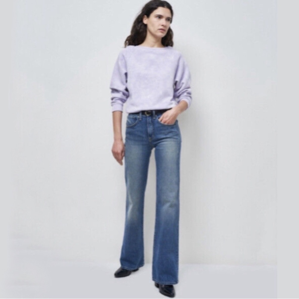 NWT Nili Lotan Classic Crew Neck Light Lavender Tie Dye Sweatshirt